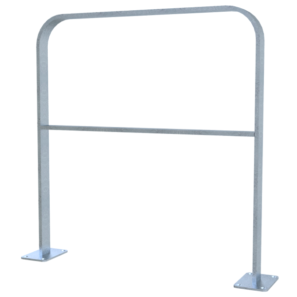 Lean-on hoop made of flat steel | 50 x 12 mm | in bent design | with cross bar | total width: 750 mm | hot-dip galvanized